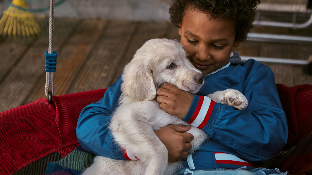 boy with puppy