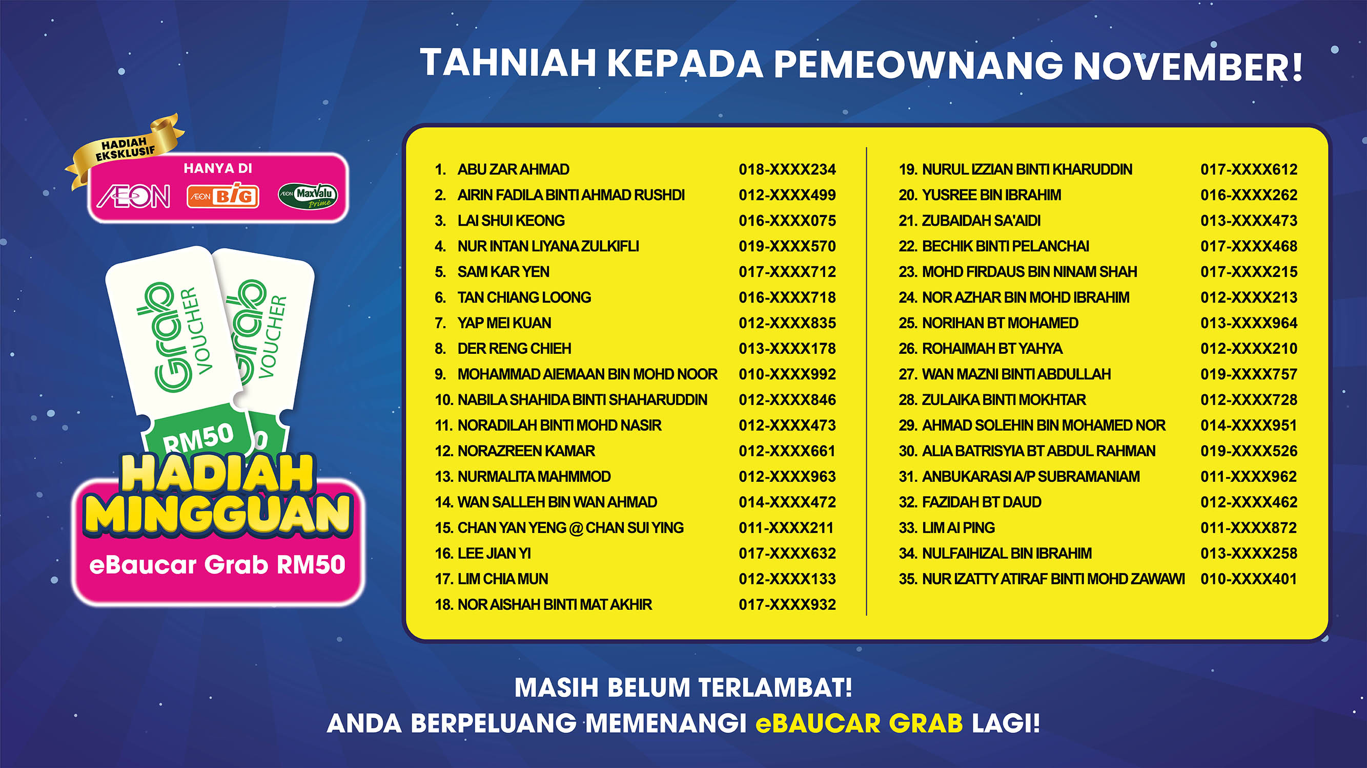 Aeon Weekly Prize PeMEOWnang Bulan November