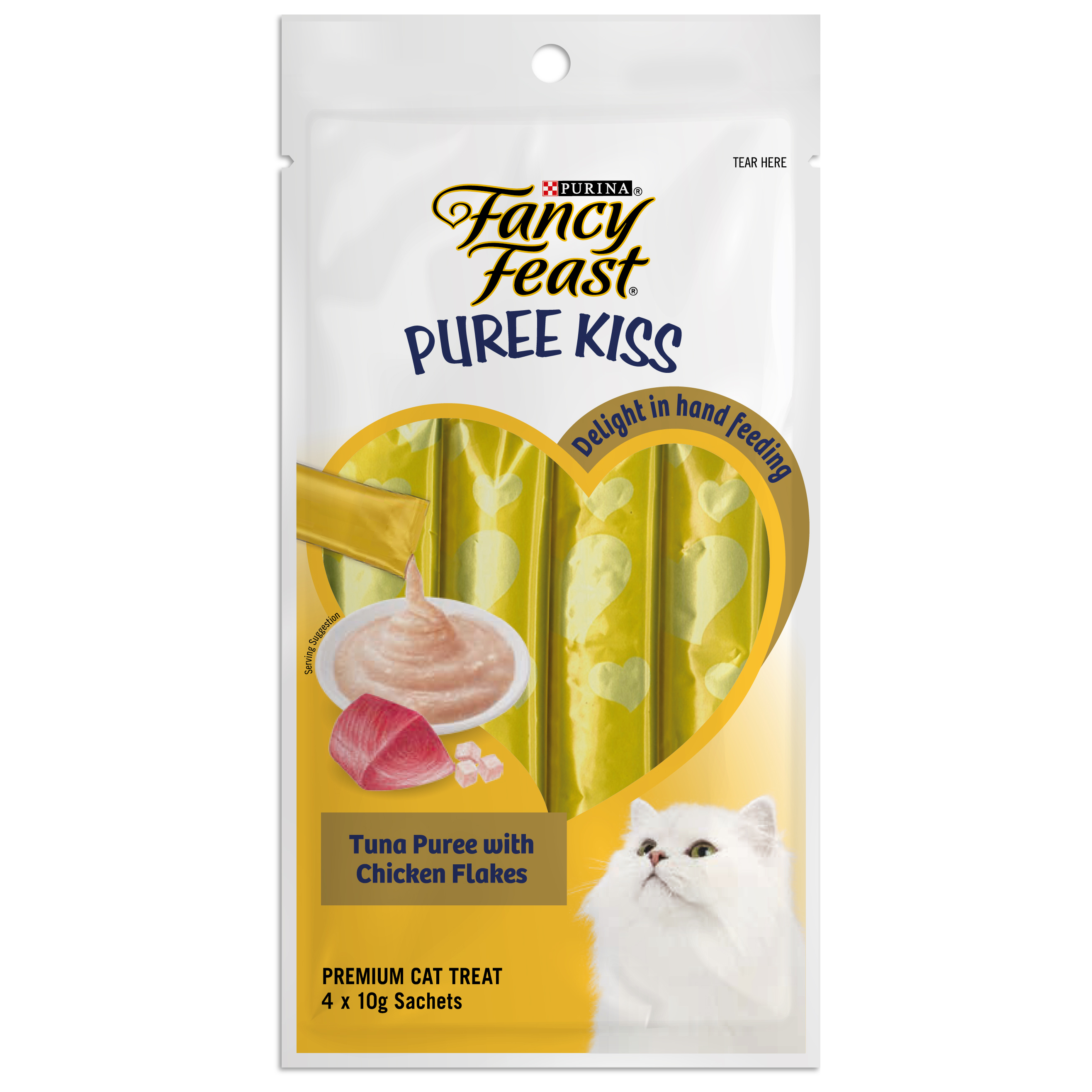 FANCY FEAST® Puree Kiss Tuna Puree with Chicken Flakes Wet Cat Treats