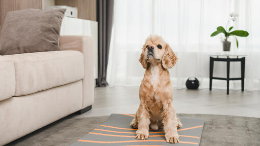 American Cocker Spaniel sitting on the carpet