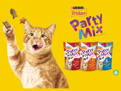 Friskies treats with ginger cat