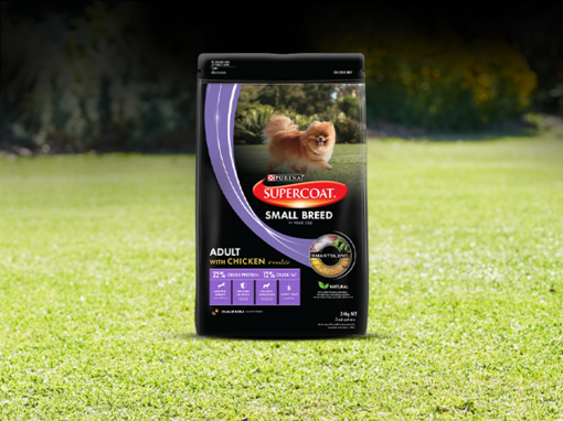 Supercoat Adult Dog Food Product Packs on Grass