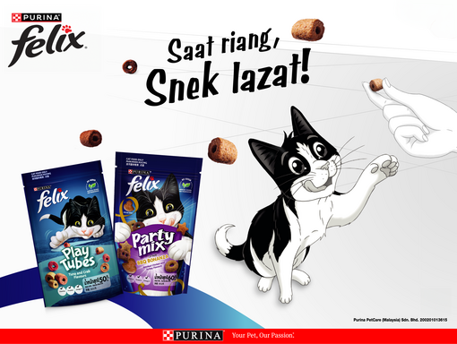 FELIX Play Tubes & FELIX BBQ Bonanza with Felix cat reaching out for snack